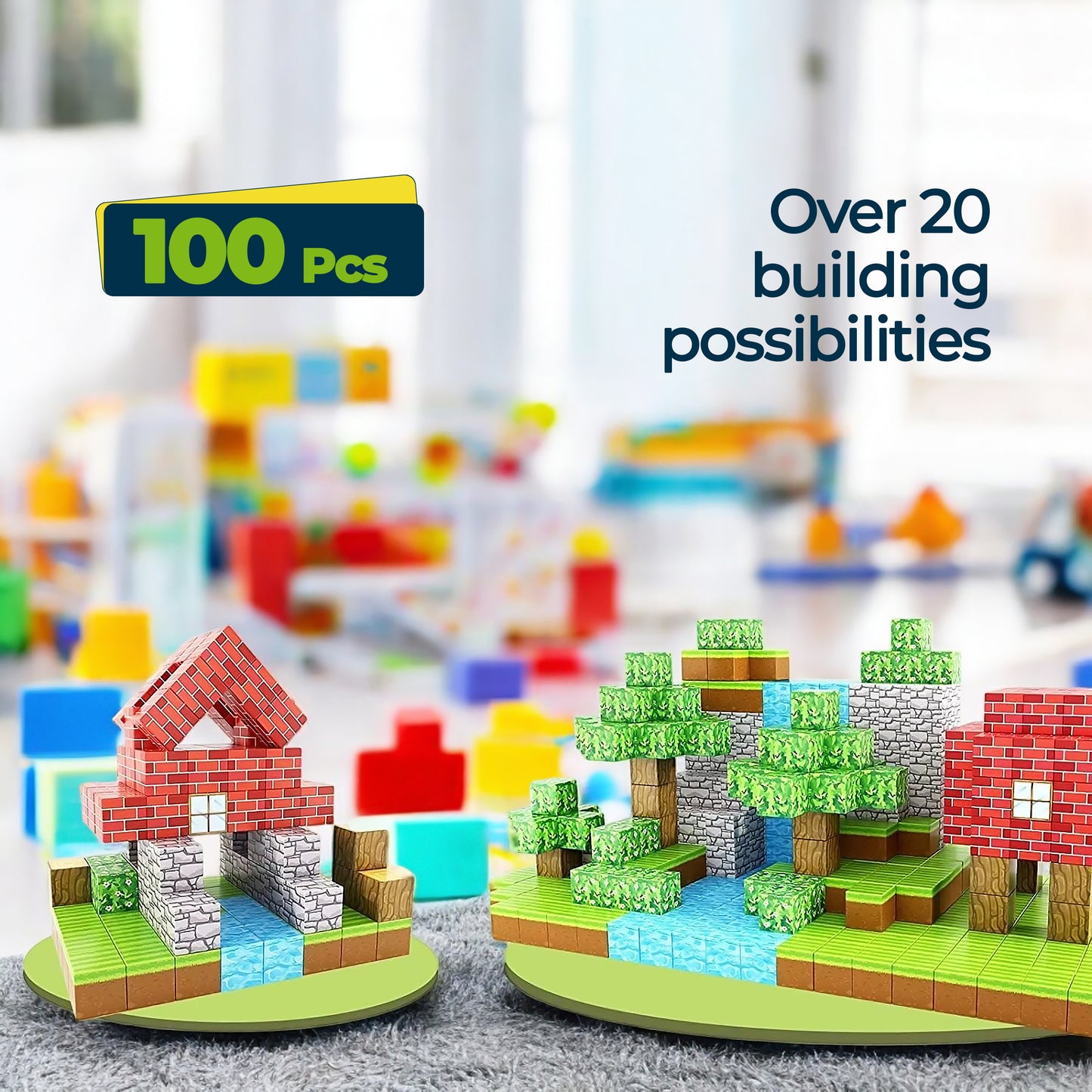 Magnetic Building Blocks 100pcs - For learning through play